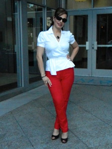 paola pic 3 red pants white top full body